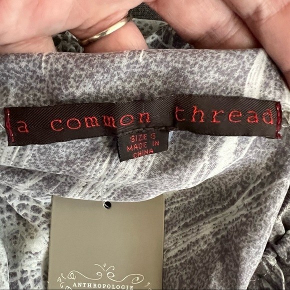 Anthropologie A Common Thread Orbweaver Maxi Dress 100% Silk Gray White Small - Picture 10 of 11